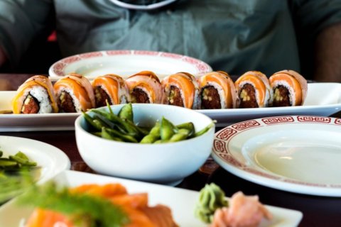 Sushi table setup for parties